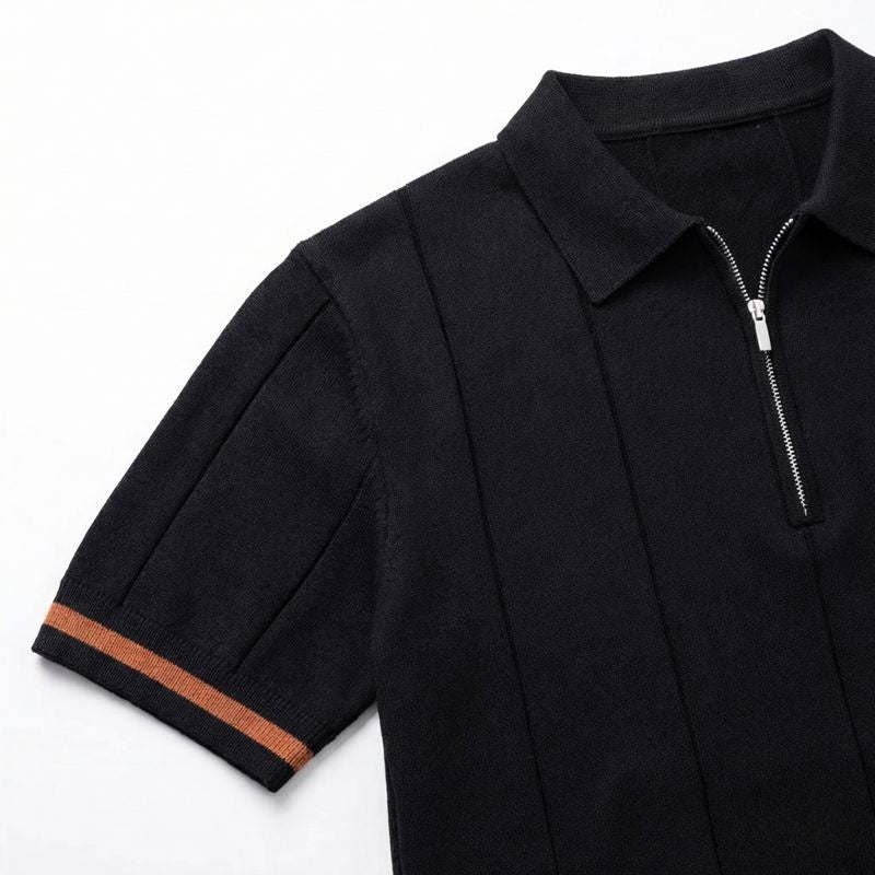 Torino Men's Quarter-Zip Polo Shirt – Short Sleeve Slim Fit