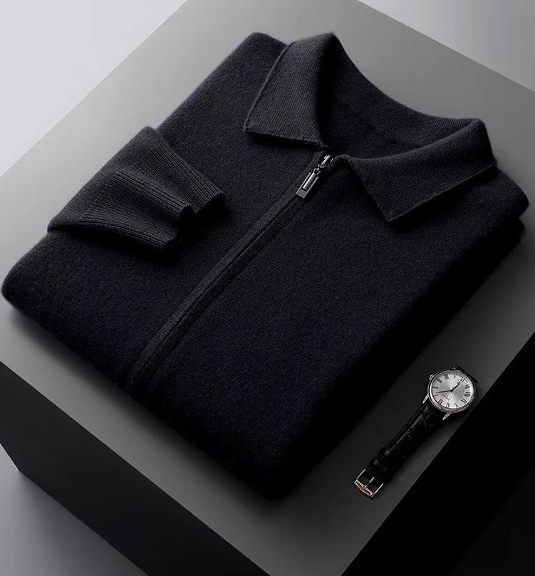 Salto Men's Merino Zip-Up Sweater – Smart Casual Knit