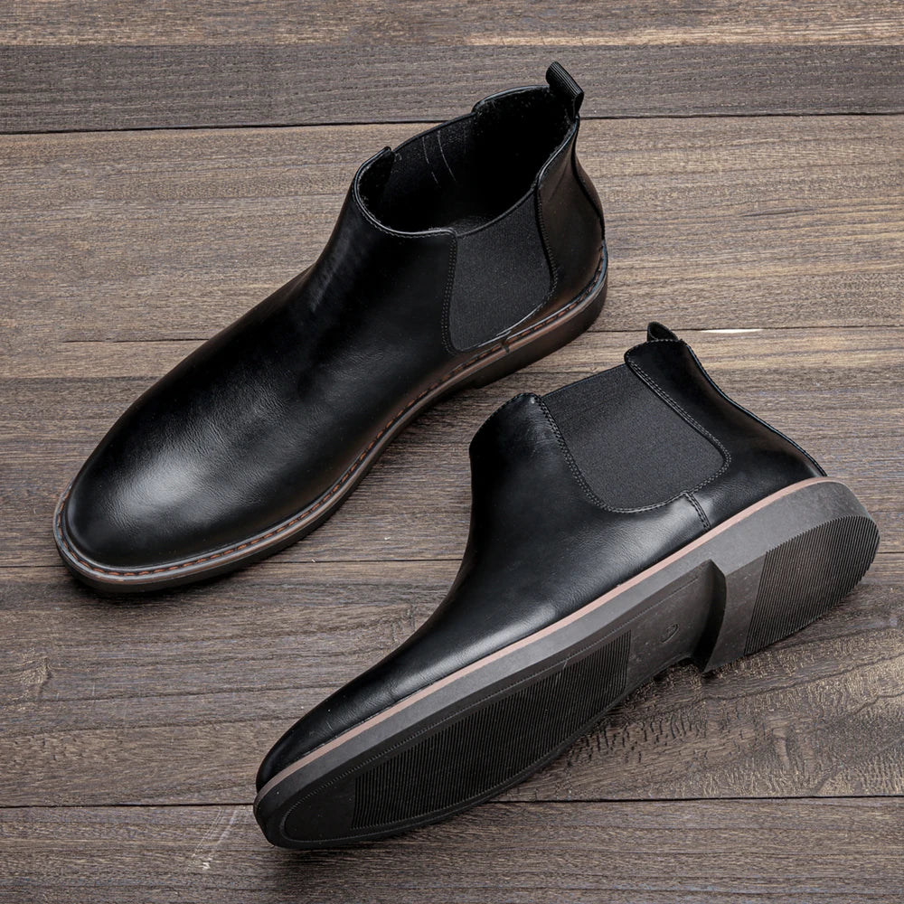 Ezzio Men's Leather Step-In Boots – Smart Casual Style