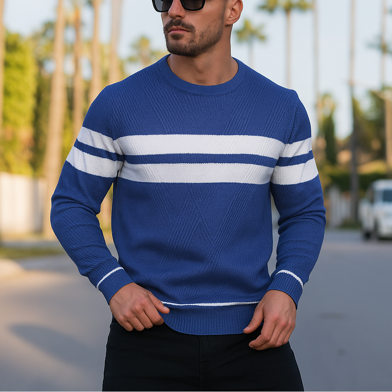 Brezza Men's Cotton Pullover – Lightweight Crew Neck Sweater