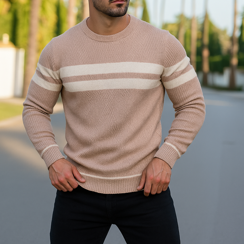 Brezza Men's Cotton Pullover – Lightweight Crew Neck Sweater