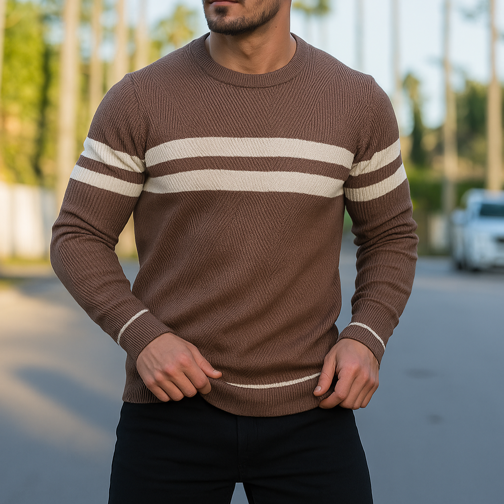 Brezza Men's Cotton Pullover – Lightweight Crew Neck Sweater
