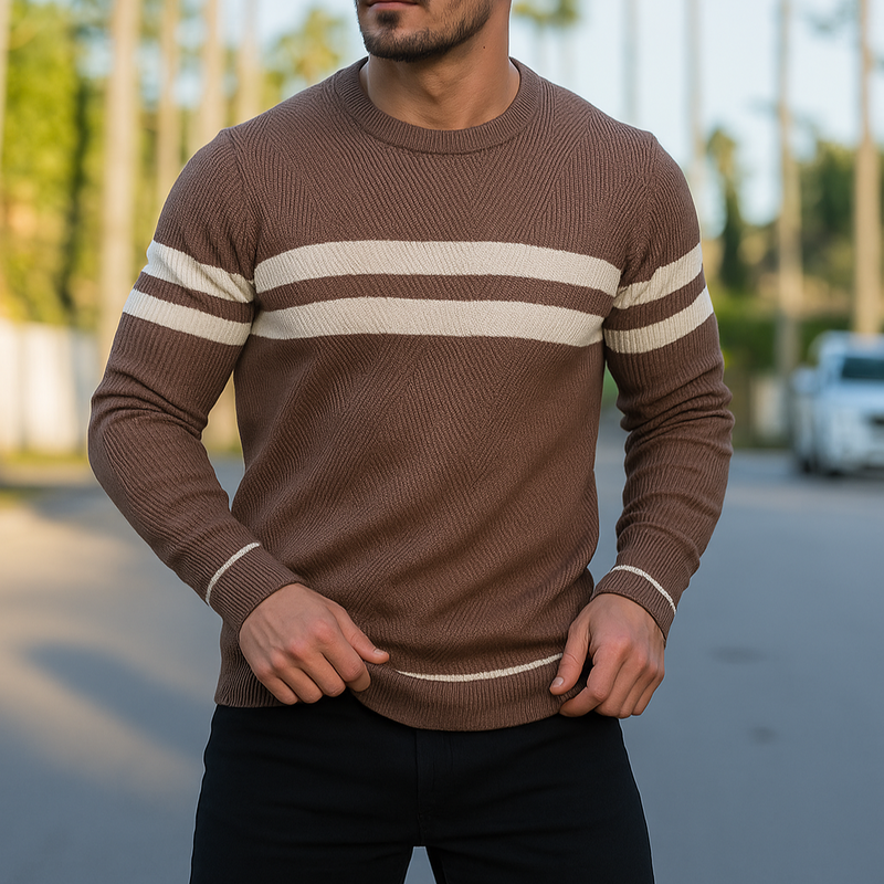 Brezza Men's Cotton Pullover – Lightweight Crew Neck Sweater