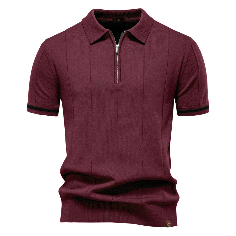 Torino Men's Quarter-Zip Polo Shirt – Short Sleeve Slim Fit
