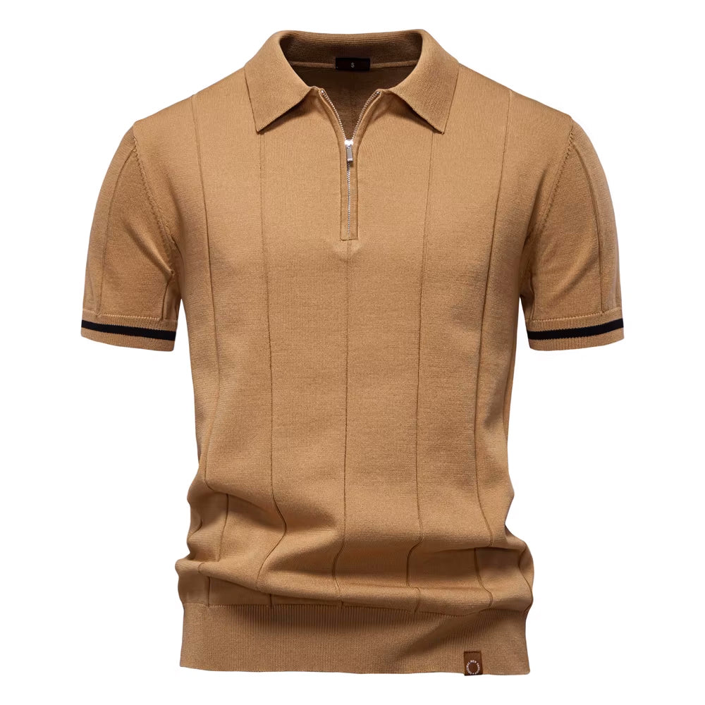 Torino Men's Quarter-Zip Polo Shirt – Short Sleeve Slim Fit