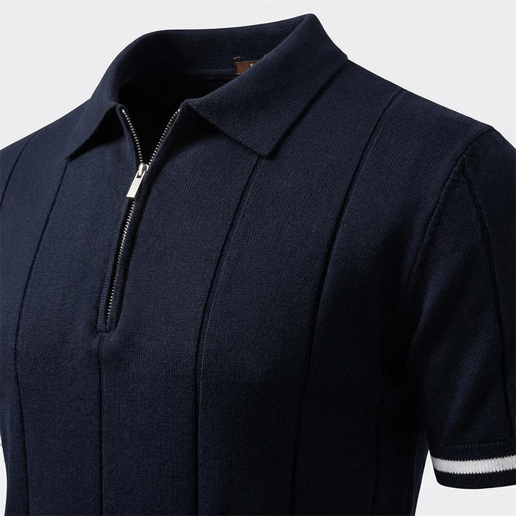 Torino Men's Quarter-Zip Polo Shirt – Short Sleeve Slim Fit