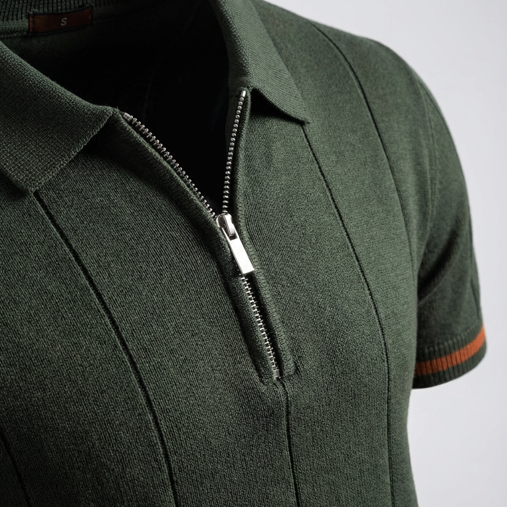 Torino Men's Quarter-Zip Polo Shirt – Short Sleeve Slim Fit