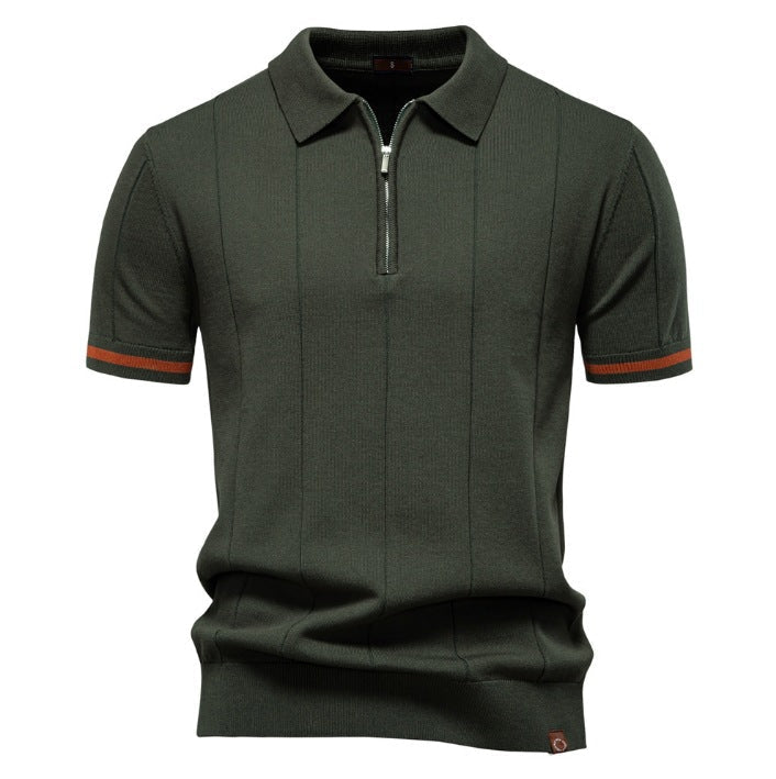 Torino Men's Quarter-Zip Polo Shirt – Short Sleeve Slim Fit