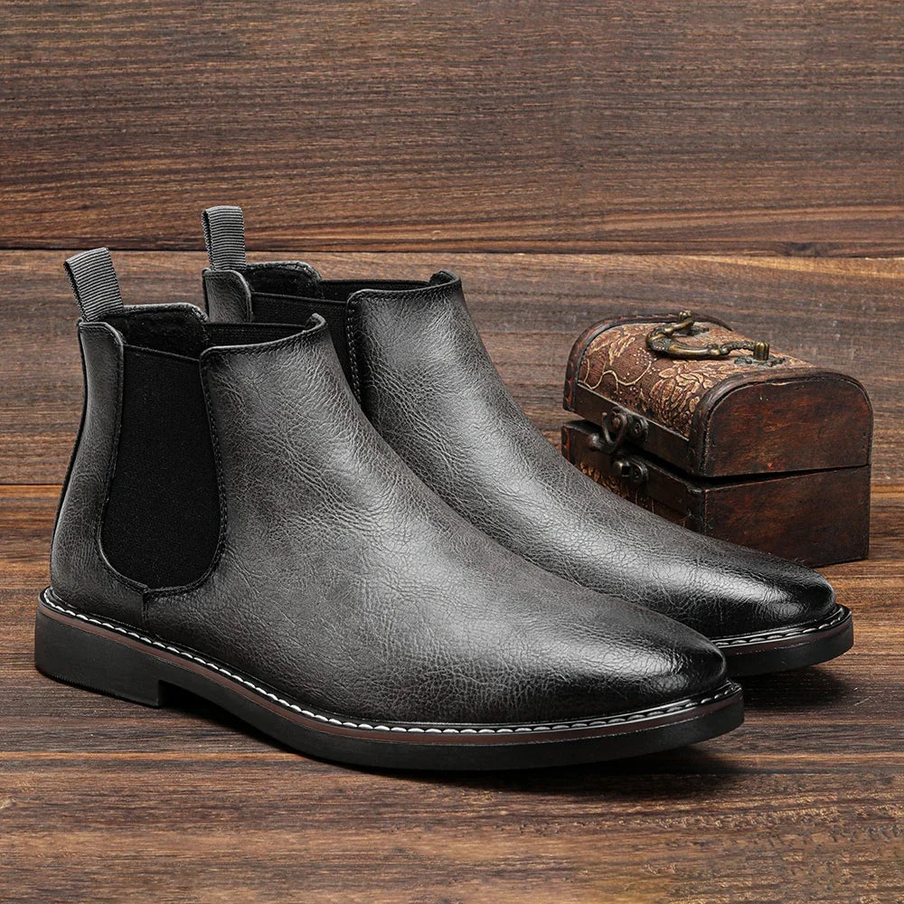 Ezzio Men's Leather Step-In Boots – Smart Casual Style