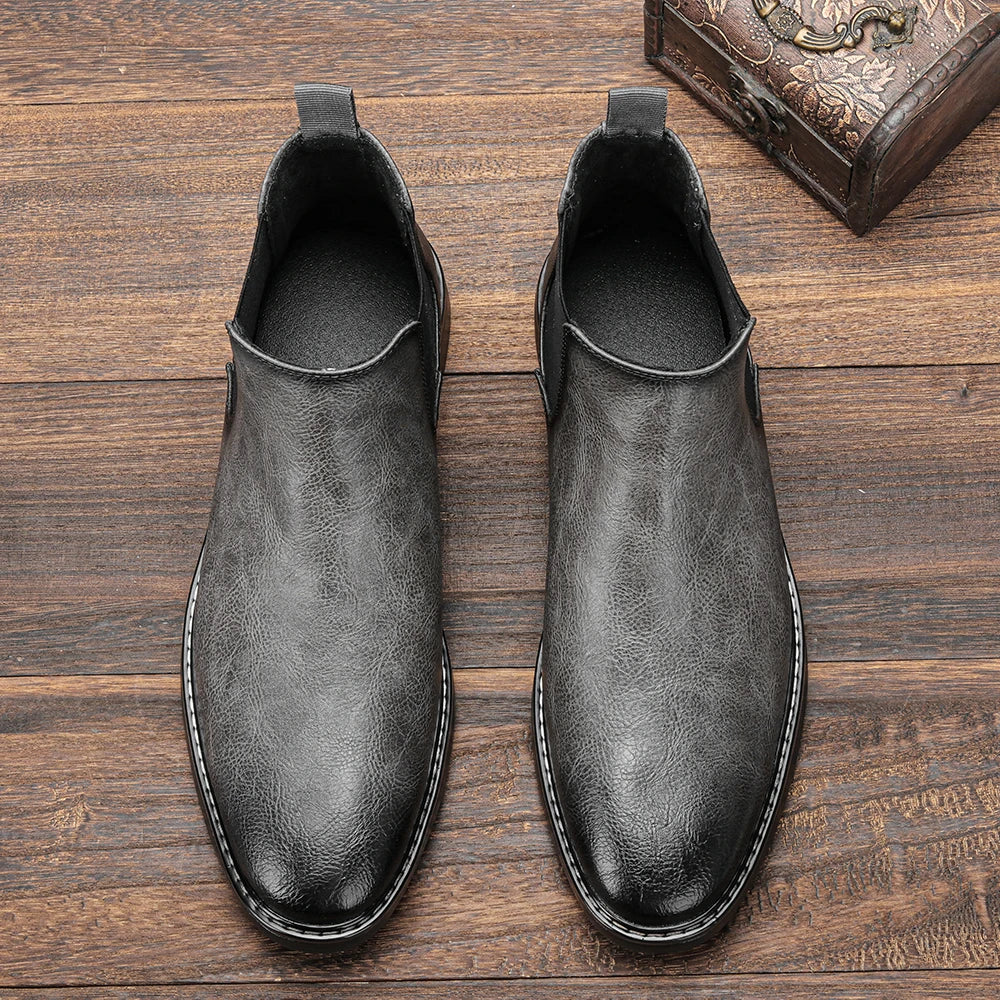 Ezzio Men's Leather Step-In Boots – Smart Casual Style