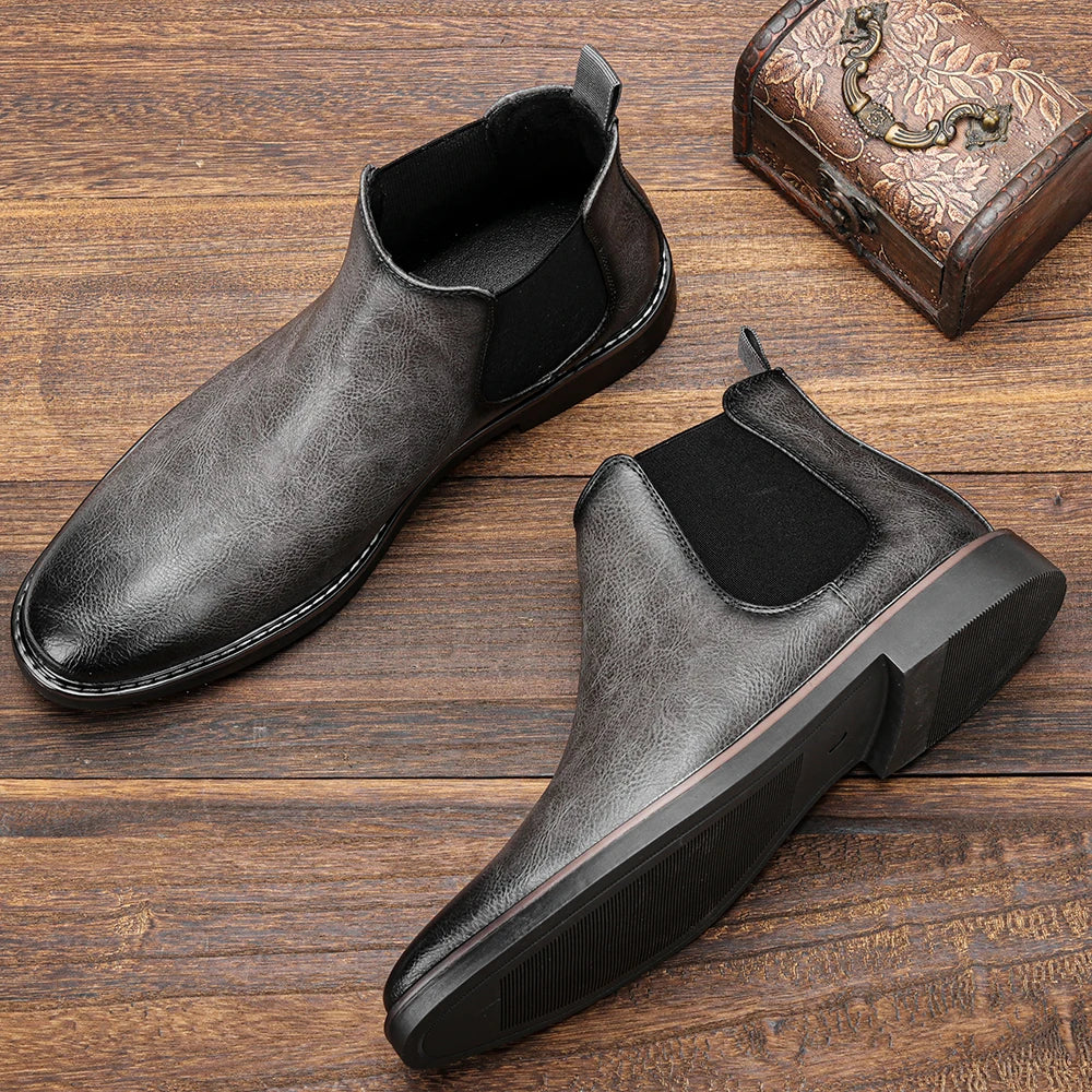 Ezzio Men's Leather Step-In Boots – Smart Casual Style