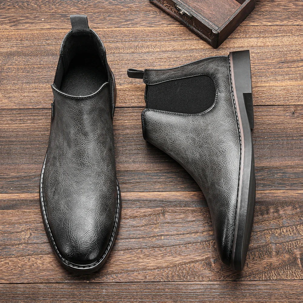 Ezzio Men's Leather Step-In Boots – Smart Casual Style