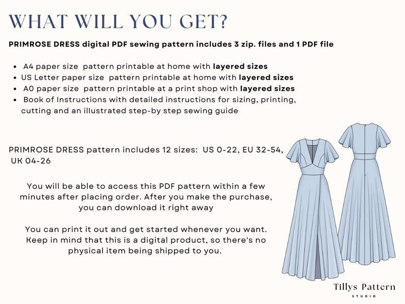 Satin Dress Pattern|Prom Dress Pattern| Formal dress pattern| Maxi slit dress pattern| Bridesmaid dress pattern| Wedding dress| US 0-22