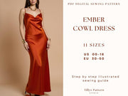 Cowl Neck Dress Sewing Pattern| Backless slip dress pattern| Back Tie Dress| Prom dress pattern| Wedding dress pattern| US 00-18