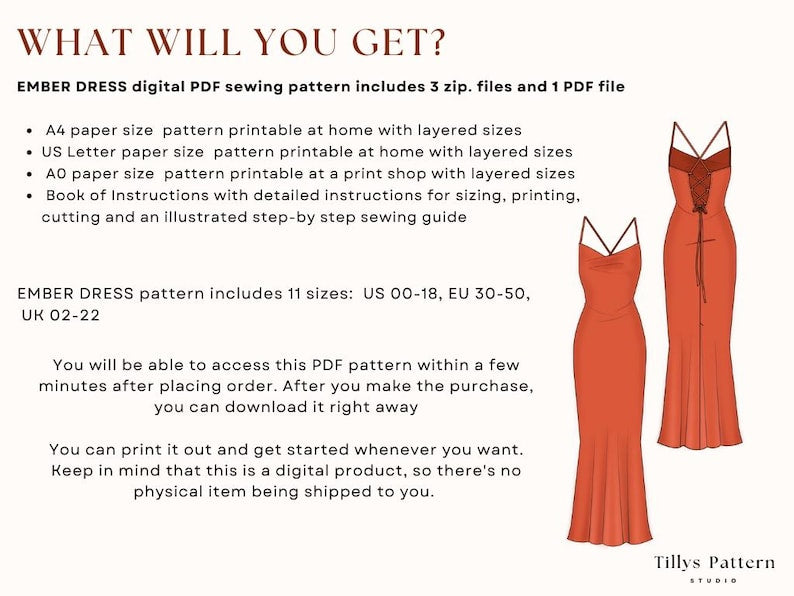 Cowl Neck Dress Sewing Pattern| Backless slip dress pattern| Back Tie Dress| Prom dress pattern| Wedding dress pattern| US 00-18