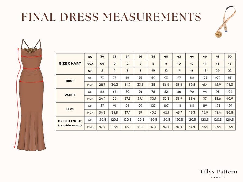 Cowl Neck Slip Dress Sewing Pattern: Evening Back-Tie Gown (US 00-18) (PDF Pattern)