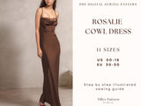 Cowl Neck Slip Dress Sewing Pattern: Evening Back-Tie Gown (US 00-18) (PDF Pattern)