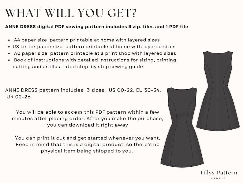 Boat Neck Mini Dress Sewing Pattern| A Line Dress Pattern| Wedding guest dress| Easy sewing pattern| Sleeveless Dress Pattern| US 00-22
