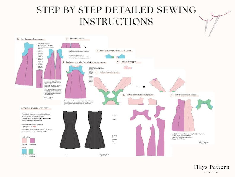 Boat Neck Mini Dress Sewing Pattern| A Line Dress Pattern| Wedding guest dress| Easy sewing pattern| Sleeveless Dress Pattern| US 00-22