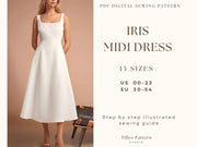 Square Neck Dress Sewing Pattern| Midi Dress Pattern| Wedding Dress| Open Back Dress Pattern|Plus Size Sewing Pattern| US 00-22