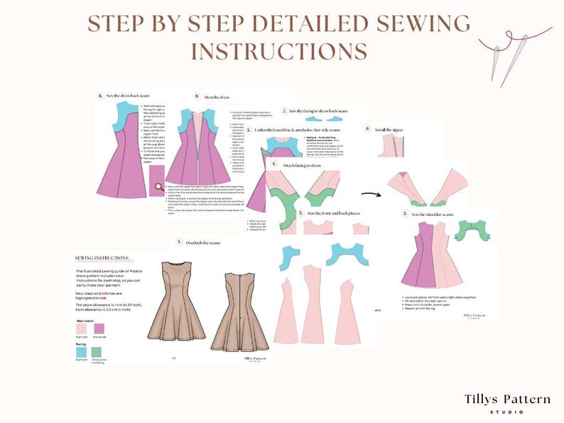 A Line Dress Pattern| Flare Mini Dress Sewing Pattern| Wedding guest dress| Easy sewing pattern| Sleeveless Dress Pattern| US 00-22