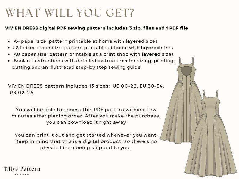 Midi Dress Sewing Pattern| Open Back Dress Pattern| Prom Dress Pattern| Wedding Dress Pattern|Plus Size Sewing Pattern| US 0-22 (PDF Download)