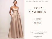 Evening Dress Sewing Pattern| Open Back Dress Pattern| Maxi Dress Pattern| Wedding Dress Pattern|Plus Size Sewing Pattern| US 0-22