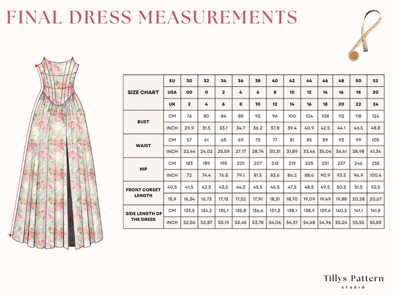 Evening Corset  Dress Sewing Pattern: Slit Evening Gown (US 00-20) (PDF Download)