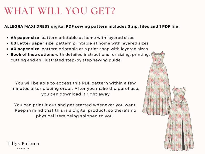 Evening Corset  Dress Sewing Pattern: Slit Evening Gown (US 00-20) (PDF Download)