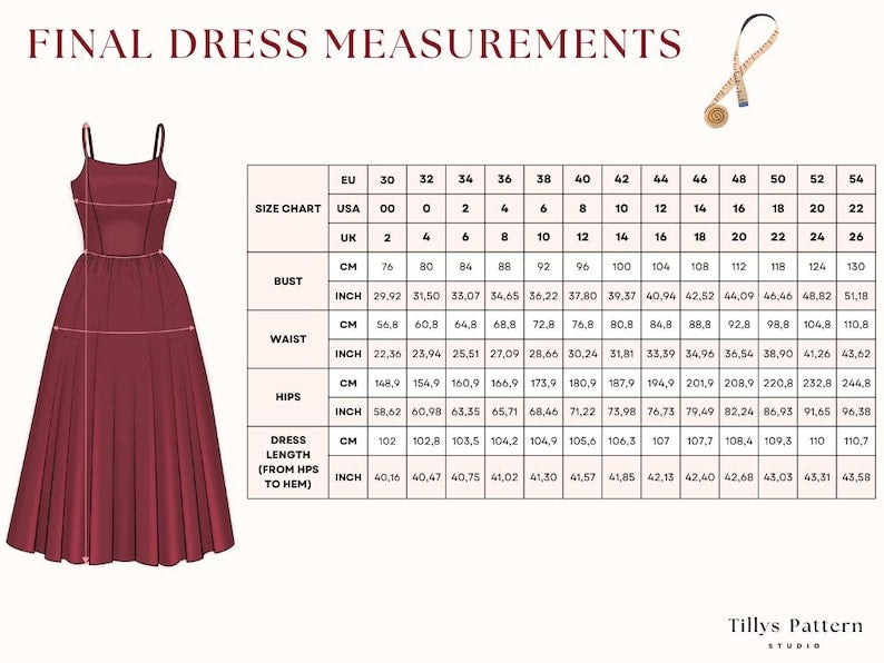 Midi Dress Sewing Pattern: Open Back Hourglass Silhouette (US 0-22) (PDF Pattern)