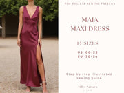 Evening Slit Dress| V Neck Bias Cut Dress| Wedding Dress| Formal Dress| Plus Size Sewing Pattern| Bridesmaid dress| Silk Dress| US 0-22