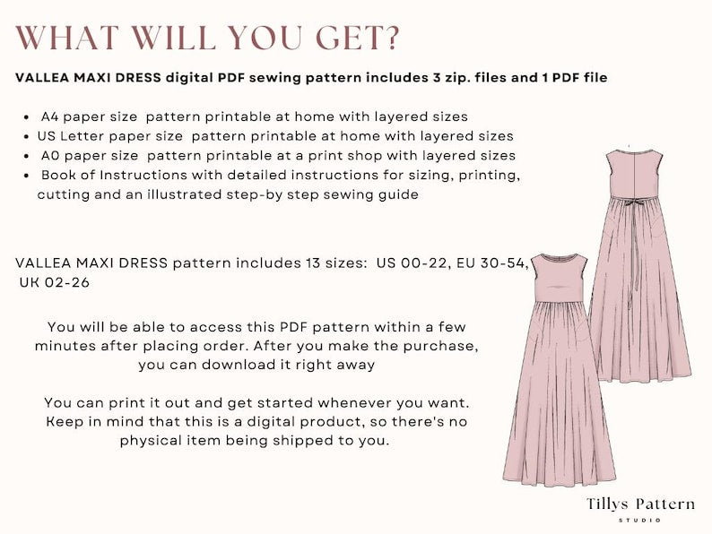 Linen Maxi Dress Sewing Pattern: Easy  Smock Dress with Pockets (US 0-22) (Digital Download)
