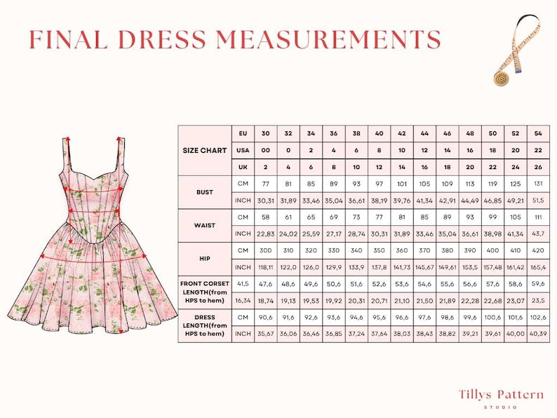 Corset Mini Dress Sewing Pattern: Sweetheart Neckline, Hourglass Fit (US 00-22) (PDF Pattern)