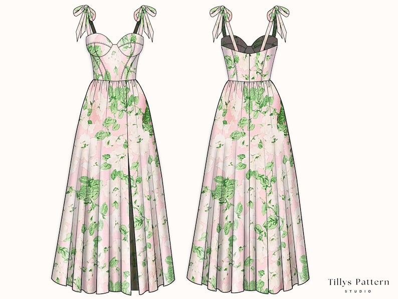 Evening Bustier Dress Sewing Pattern| Slit Dress Pattern| Corset Dress Pattern|  Wedding Dress| Plus Size Sewing Pattern| US 00-20 (PDF Download)