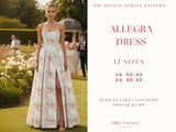 Evening Corset  Dress Sewing Pattern: Slit Evening Gown (US 00-20) (PDF Download)