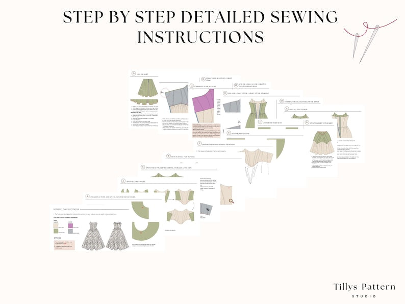 Midi Corset Dress Sewing Pattern| Tea-length Midi Dress | Overbust Corset Dress Pattern|  Wedding Dress| Plus Size Sewing Pattern| US 00-20 (PDF Download)