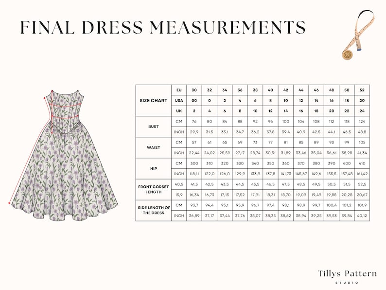 Midi Corset Dress Sewing Pattern| Tea-length Midi Dress | Overbust Corset Dress Pattern|  Wedding Dress| Plus Size Sewing Pattern| US 00-20 (PDF Download)