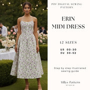 Midi Corset Dress Sewing Pattern| Tea-length Midi Dress | Overbust Corset Dress Pattern|  Wedding Dress| Plus Size Sewing Pattern| US 00-20 (PDF Download)