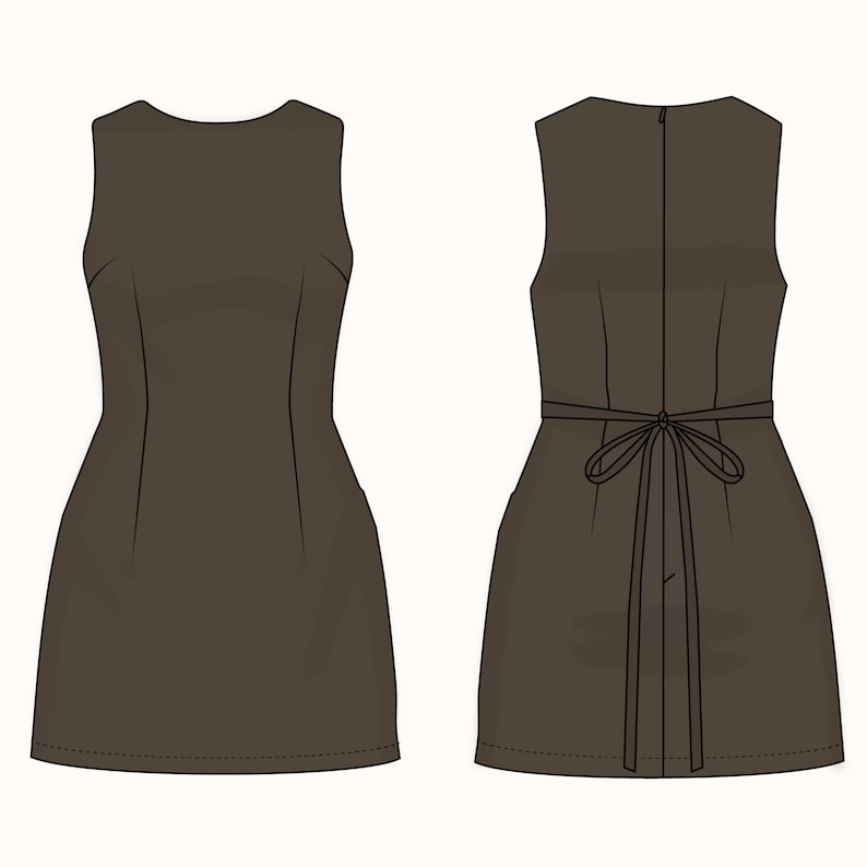 Mini A-Line Dress Sewing Pattern with Back Ties and Boat Neckline | Party Dress Pattern | Homecoming Dress Pattern | US 00–22 (PDF Download)