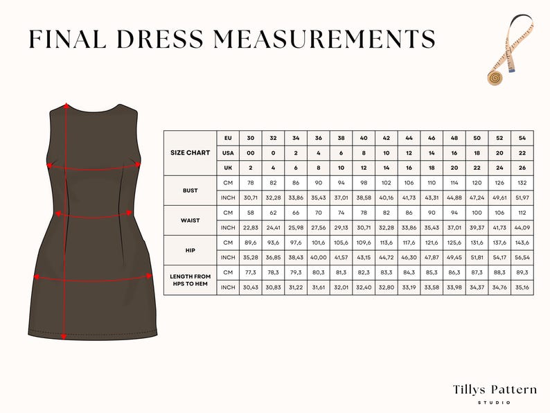 Mini A-Line Dress Sewing Pattern with Back Ties and Boat Neckline | Party Dress Pattern | Homecoming Dress Pattern | US 00–22 (PDF Download)