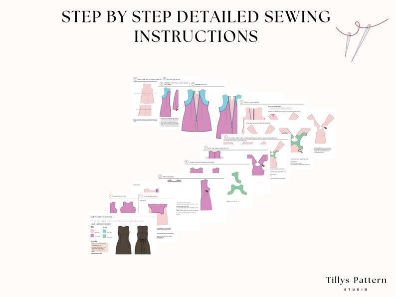 Mini A-Line Dress Sewing Pattern with Back Ties and Boat Neckline | Party Dress Pattern | Homecoming Dress Pattern | US 00–22 (PDF Download)