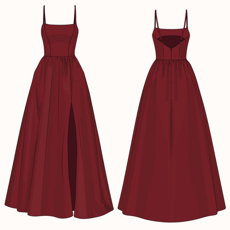 Evening Dress Sewing Pattern| Open Back Dress Pattern| Formal Dress Pattern| Wedding Dress Pattern| Plus Size Sewing Pattern| US 0-22