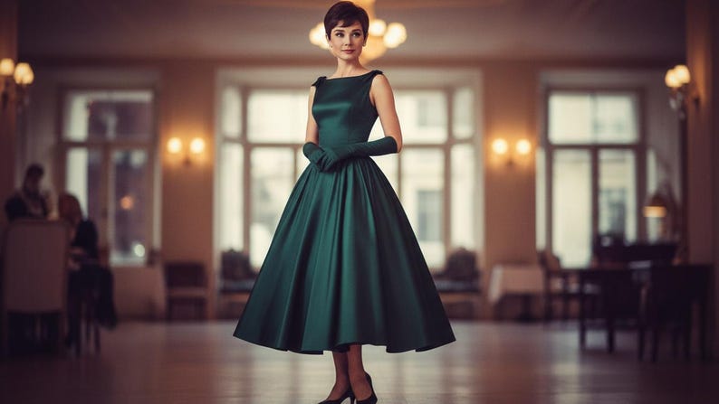 Audrey Hepburn Inspired Dress Sewing Pattern | Vintage 1950s Style Dress | PDF Sewing Pattern | Beginner Friendly | (PDF Download)