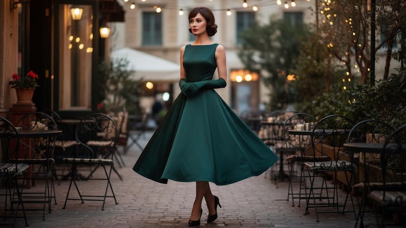 Audrey Hepburn Inspired Dress Sewing Pattern | Vintage 1950s Style Dress | PDF Sewing Pattern | Beginner Friendly | Instant Download