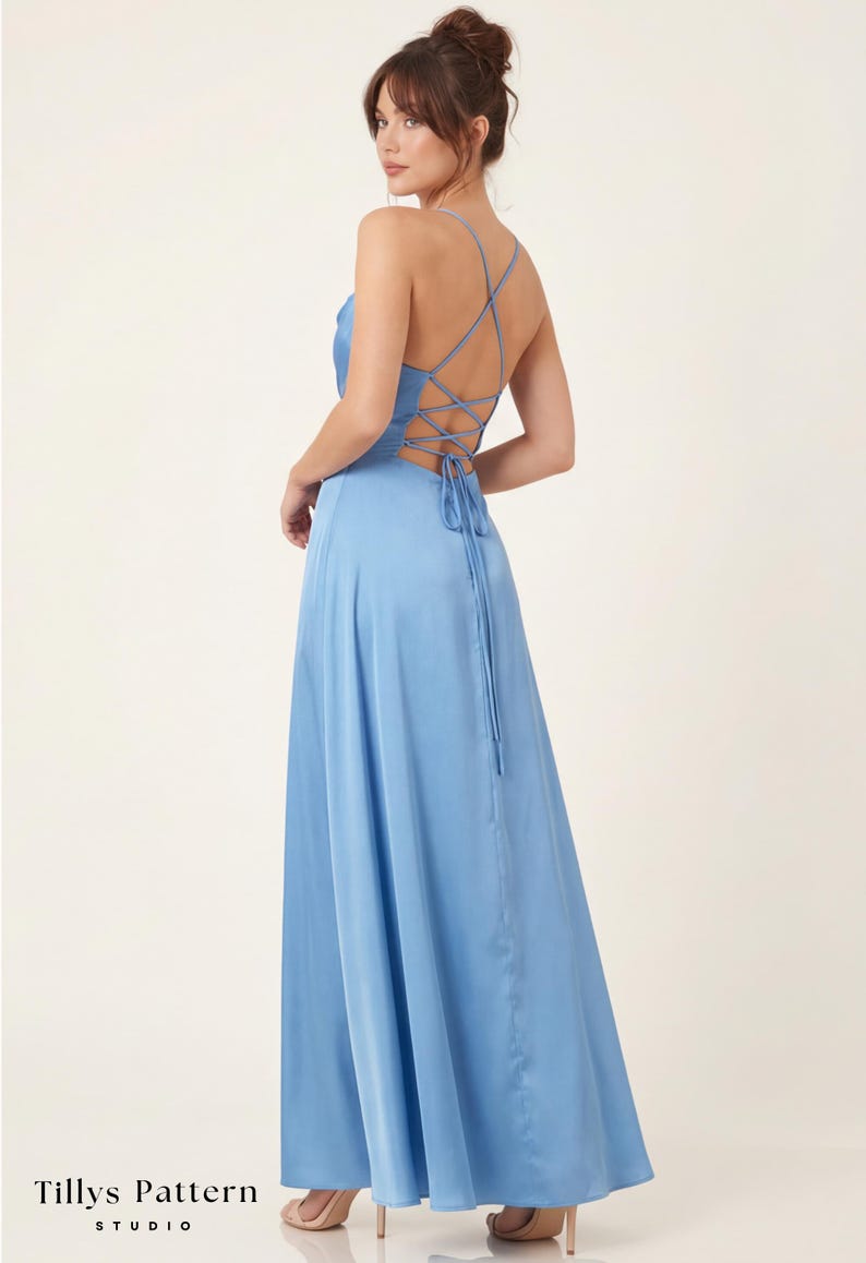 Cowl Neck Prom Dress Sewing Pattern| Formal Backless Dress Pattern| Slit Dress Pattern| Bridesmaid Dress| Wedding Dress| US 00-22