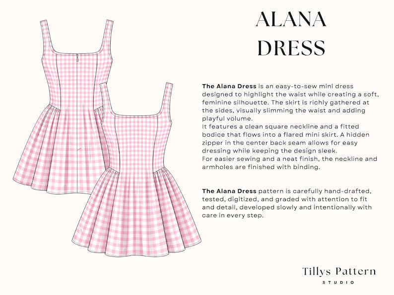 Mini Dress Sewing Pattern| Square Neck Dress Pattern| Mini Prom Dress| Summer Dress| Sewing Tutorial| US 0-22 (PDF Download)