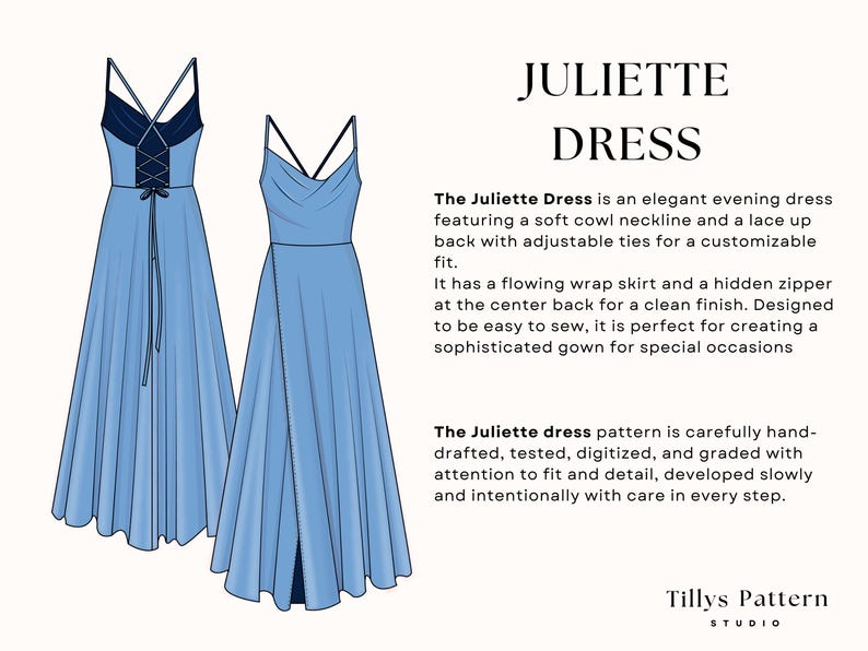 Cowl Neck Prom Dress Sewing Pattern| Formal Backless Dress Pattern| Slit Dress Pattern| Bridesmaid Dress| Wedding Dress| US 00-22
