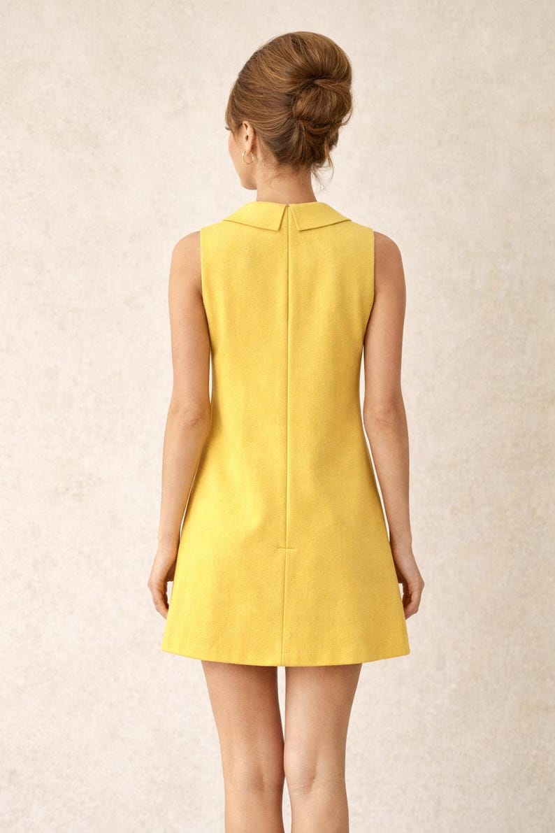Vintage Trapeze Mini Dress Sewing Pattern, 60s A-Line Peter Pan Collar (PDF Download)