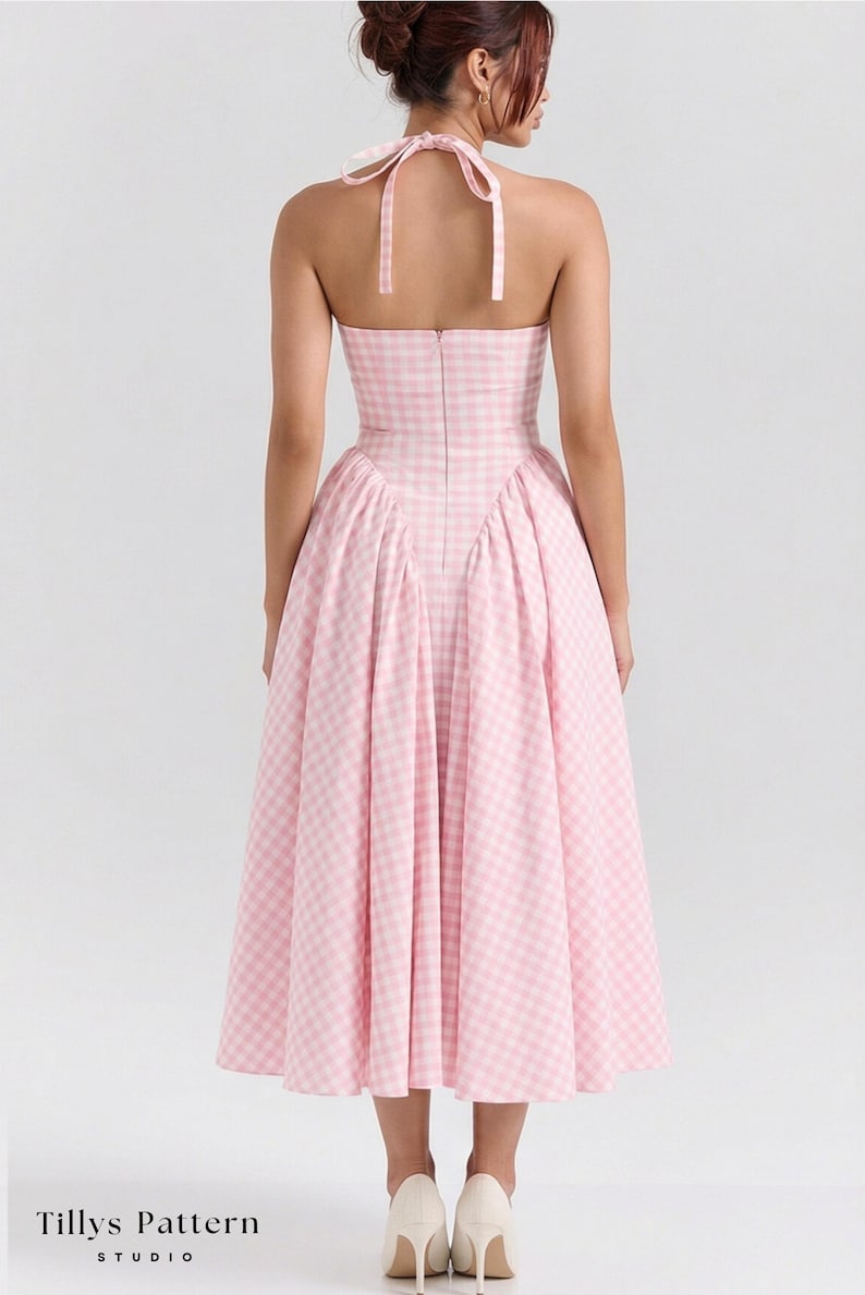 Halter Midi Dress Sewing Pattern| Dress With Pockets| Side Gathered Dress| Summer Dress| Open Back Dress| Sewing Tutorial| US 0-22 (PDF Download)