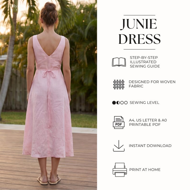Linen  Bias Cut Midi Dress Sewing Pattern| V Neck Slip Dress| Prom Dress| Summer Dress| Bridesmaid dress| Sewing Tutorial| US 0-22